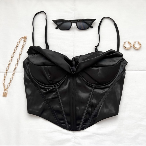 FINAL SALE luxurious satin corset bustier trendy women’s top party outfit - Picture 2 of 7